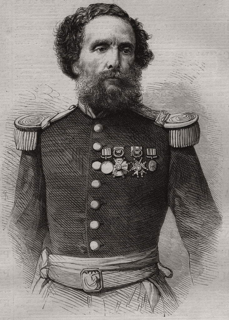 General Pezet, President of Peru 1868 old antique vintage print picture